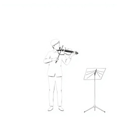 Fototapeta premium A violinist tuning on stage before an afternoon recital