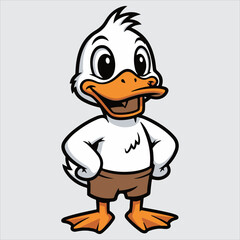 Naklejka premium Cute cartoon duck character vector illustration