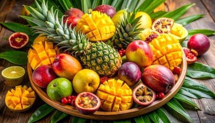 Tropical Burst A Garden of Vibrant Delights Featuring a variety of tropical fruits