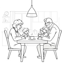 Grandparents video chatting with grandchildren from their kitchen table