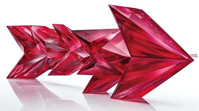 Three Red Crystal Arrows On White Background