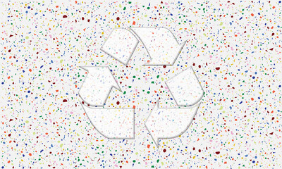 Abstract colorful recycled plastics material background with a vibrant recycling symbol illustrating environmental conservation and a global commitment to saving our planet