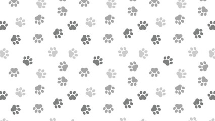 Monochrome gray paw print seamless pattern on white. Perfect for pet-related backgrounds and designs
