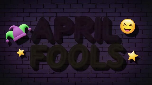 Colorful April Fools&rsquo; Day neon sign &ndash; festive prank celebration