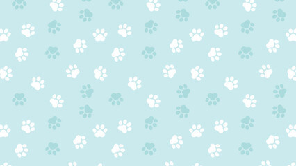Seamless two-tone blue paw print pattern on a light blue background. Ideal for pet-themed designs © rochmuch