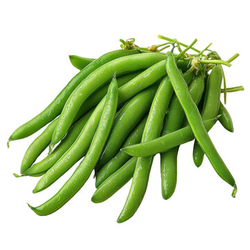 fresh green beans on white background