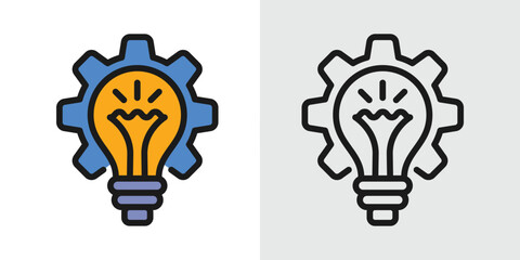 innovation gear Logo icons with light bulb for technology and engineering, technology, and engineering ideas.
