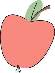 Cartoon Apple with Leaf