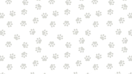 Seamless light gray paw print pattern on a white background. Ideal for pet-themed designs