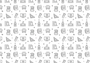 School icon seamless pattern. Vector illustration
