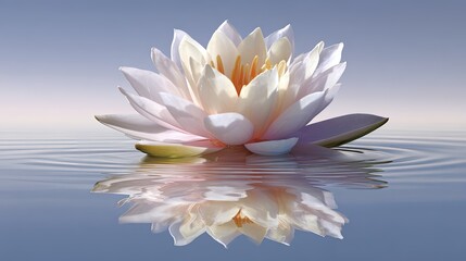 Delicate White Lotus Flower in Still Water