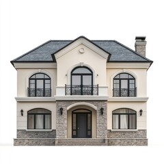 Fototapeta premium Real contemporary suburb house architecture building windows.