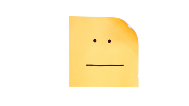 Straight faced yellow emoji isolated on transparent background