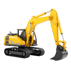 A 3D plastic-style yellow excavator