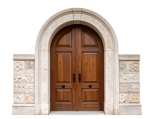 Obraz premium ancient door with architectural stone arcade archway isolated on transparent background