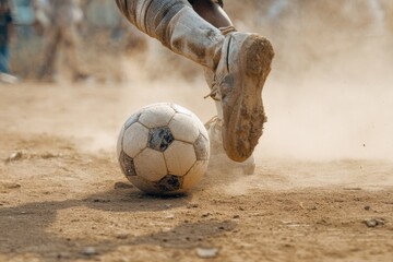 Soccer player's dusty footwork