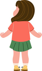 Girl Standing with Short Hair Back View