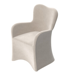 Isometric View of Cream Upholstered Dining Chair