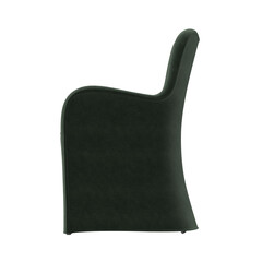 Side View of Elegant Dark Green Upholstered Chair