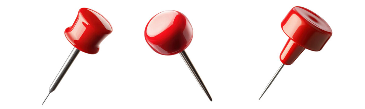 red push pins, isolated on white background