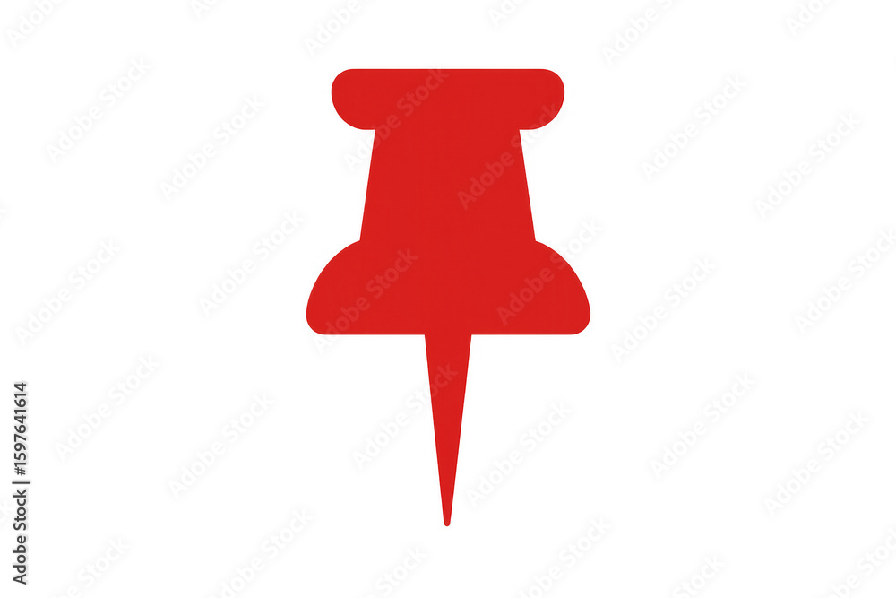 Poster red push pin marking location, positioned against clean transparent background for design use