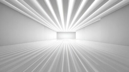 Obraz premium White Room Horizon. Abstract White Striped Lines in Perspective Background