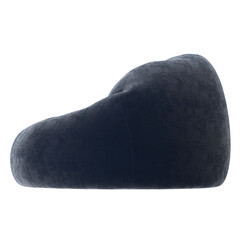 Side View of Dark Blue Textured Bean Bag Isolated