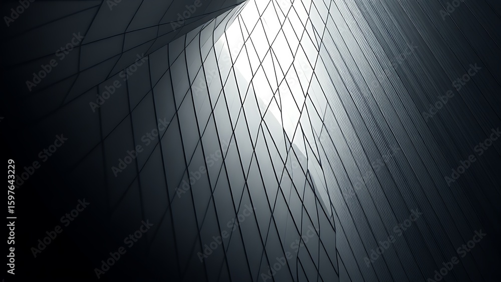 Wall mural abstract geometric lines forming an architectural pattern, monochromatic gradient creating a modern 