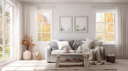 Cozy autumn living room interior