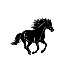 Majestic black horse running freely, showcasing power and grace on a white background. Idea of year of the horse illustrates beauty, strength, and elegance for celebrations and themed events.