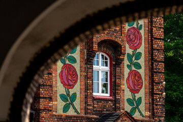 Nikiszowiec Famous Rose Mosaic Wall Horizontal View