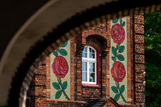Nikiszowiec Famous Rose Mosaic Wall Horizontal View