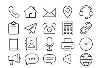 Contact icons communication symbols phone