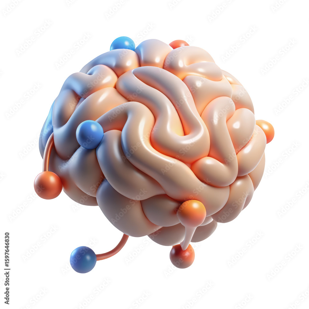 Poster artificial neural network brain concept 3d rendering digital icon illustrating cognitive function co