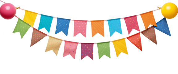 Decorative colorful blank party bunting on transparent png