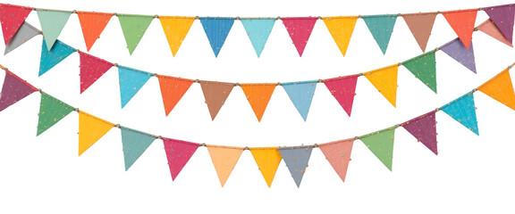 Decorative colorful blank party bunting on transparent png