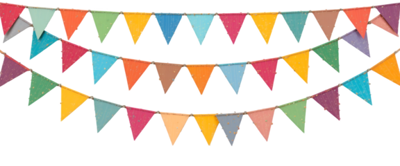 Decorative colorful blank party bunting on transparent png