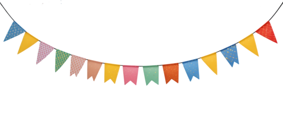 Decorative colorful blank party bunting on transparent png