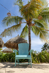 Blue beach chair at Mambo Beach Curaçao.