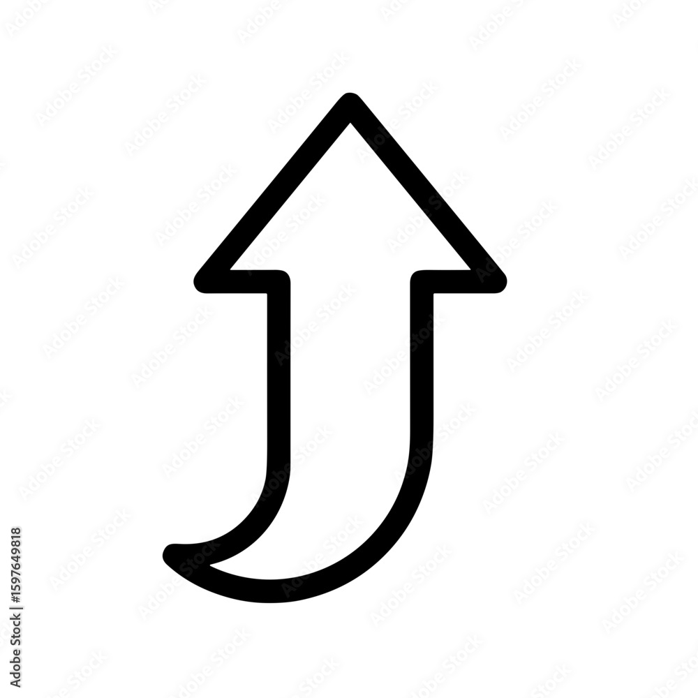 Poster minimalistic black and white arrow pointing upwards in vector style
