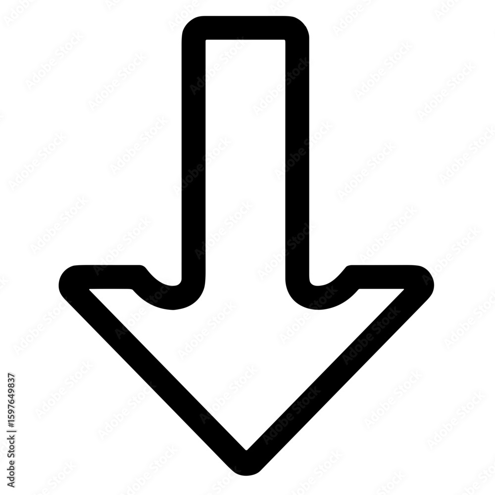 Poster minimalistic bold black arrow pointing down in geometric style