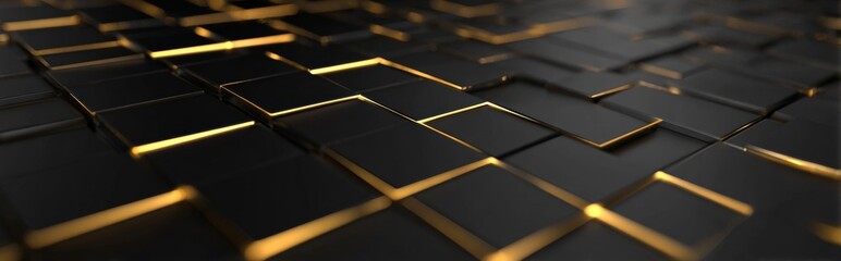 Soft black grid pattern with elegant gold gradient lighting reflecting modern sports innovation