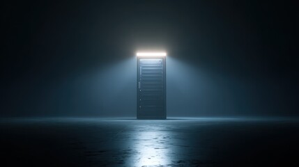 Dark room, illuminated door