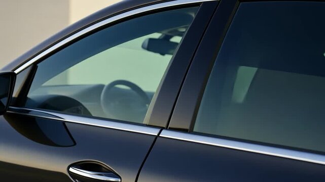 Close-up of a dark car's tinted window