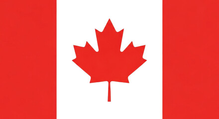 Vibrant red and white Canadian flag featuring a prominent maple leaf, ideal for national identity, travel, and cultural themes