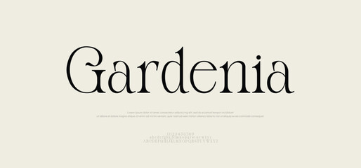 Gardenia Elegant Serif Fonts for Fashion and Wedding. Typography beauty fashion elegant minimalist serif italic fonts decorative wedding vintage retro logos. vector illustration

