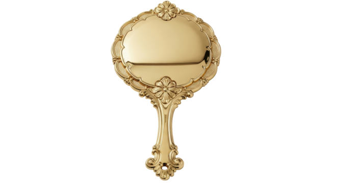 Isolated Golden Hand Mirror