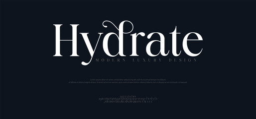 Hydrate luxury font alphabet logo. Typography beauty fashion elegant minimalist serif italic fonts decorative wedding vintage retro logos. vector illustration