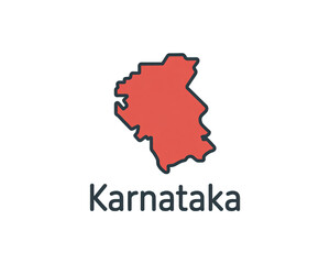 Map outline of the indian state of karnataka in red on a black background