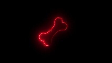 Glowing neon bone Icon Animation.Representing Anatomy, Health, and Osteoporosis Awareness. Neon line bone icon isolated on black background